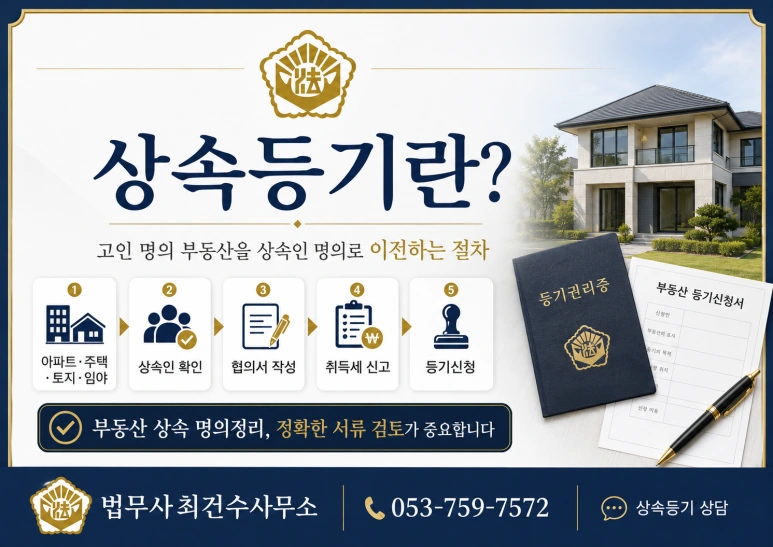 상속등기, 미루면 불편해지는 이유! 부동산 상속 명의이전은 어떻게 진행될까요?