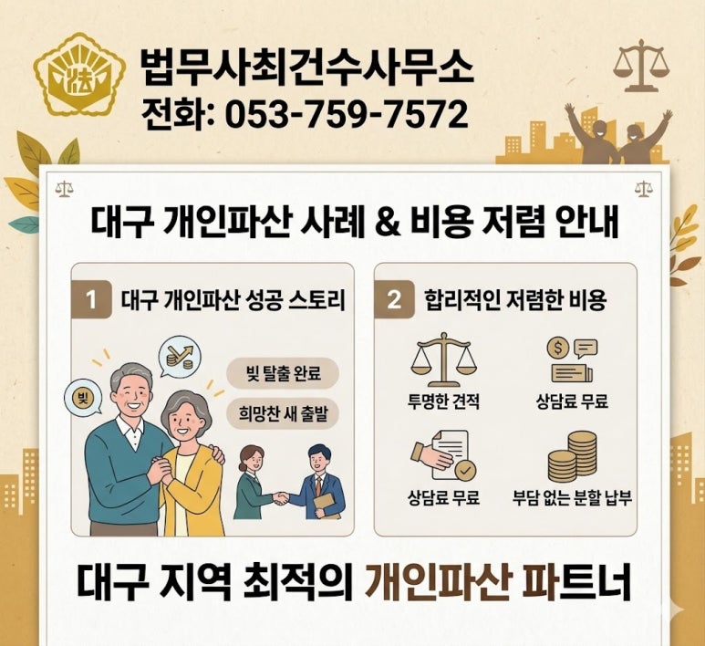대구/경북 개인파산 면책 사례｜최근대출·투자사기·소액채무도 면책 가능할까? 분할납부가능