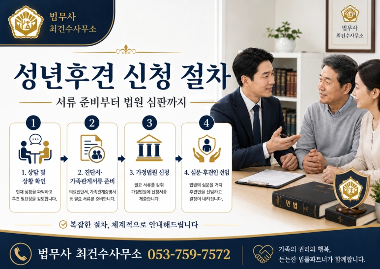 성년후견인 신청방법 ｜ 부모님 치매·질병·장애로 재산관리와 법률행위가 어려울 때