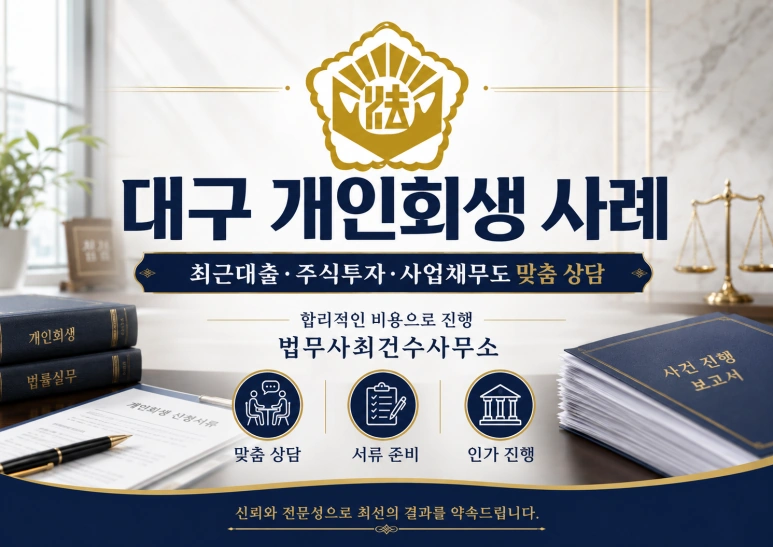 대구/경북 개인회생 실제 사례｜최근대출·주식투자·사업채무도 변제율 낮게 인가받은 사례