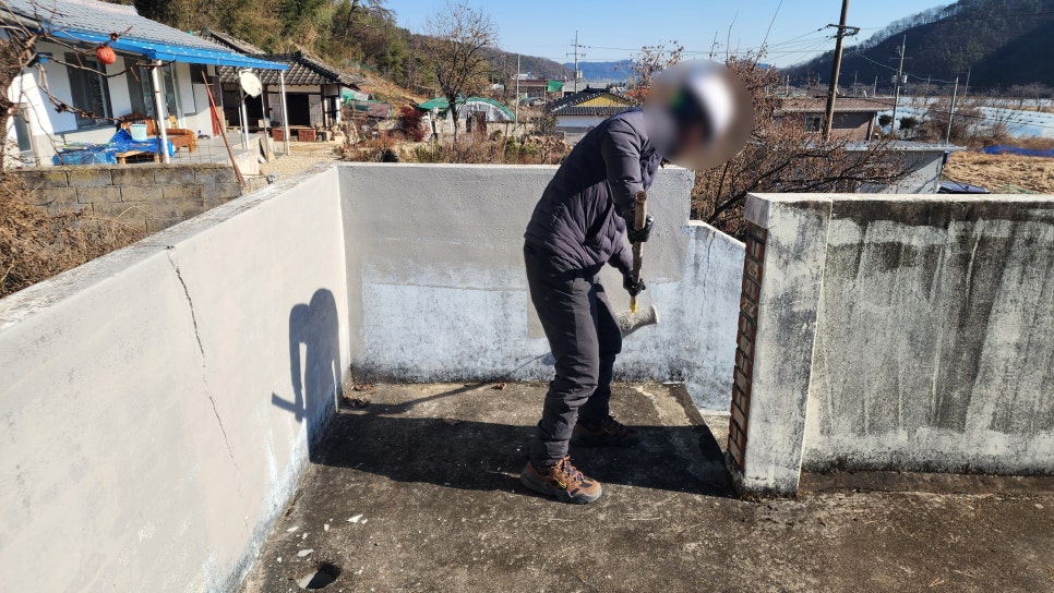 태양광 구조물이 있는 경로당 옥상, TPO 방수 전후 기록 — 사진 5